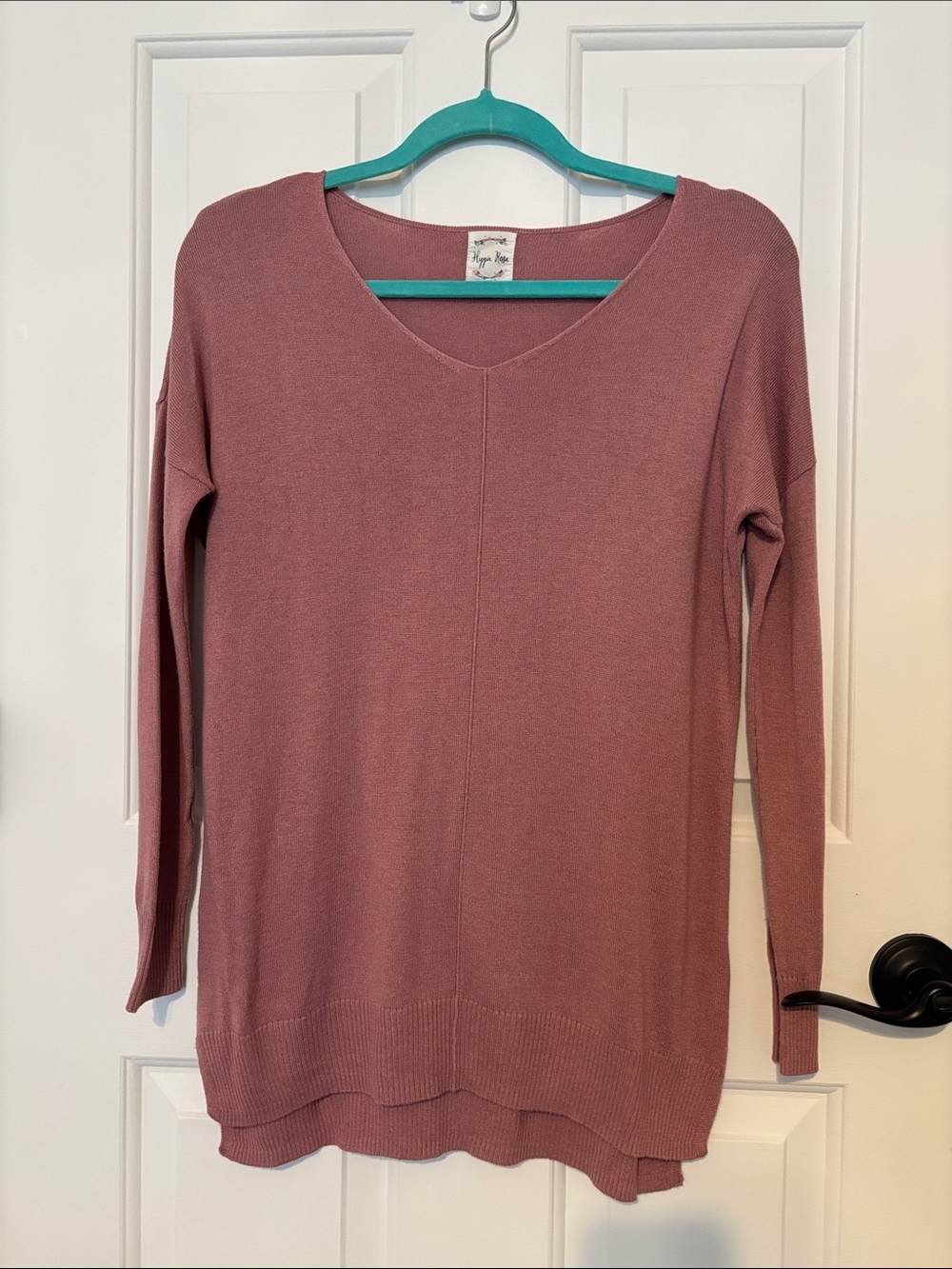 Hippie Rose Dusty Rose V-Neck Tunic Sweater